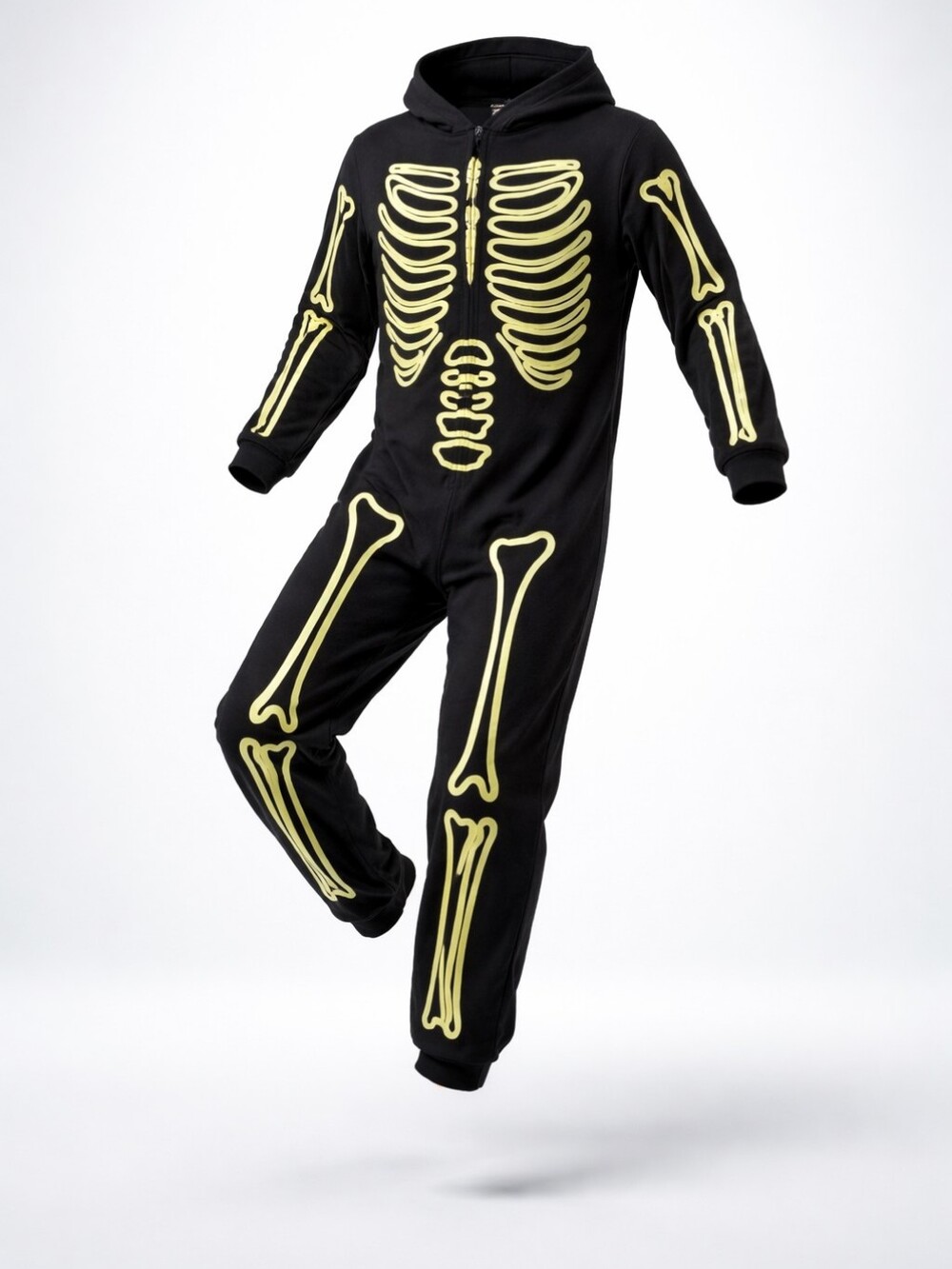 Glow-In-The-Dark Skeleton Onesie Pajamas - Black